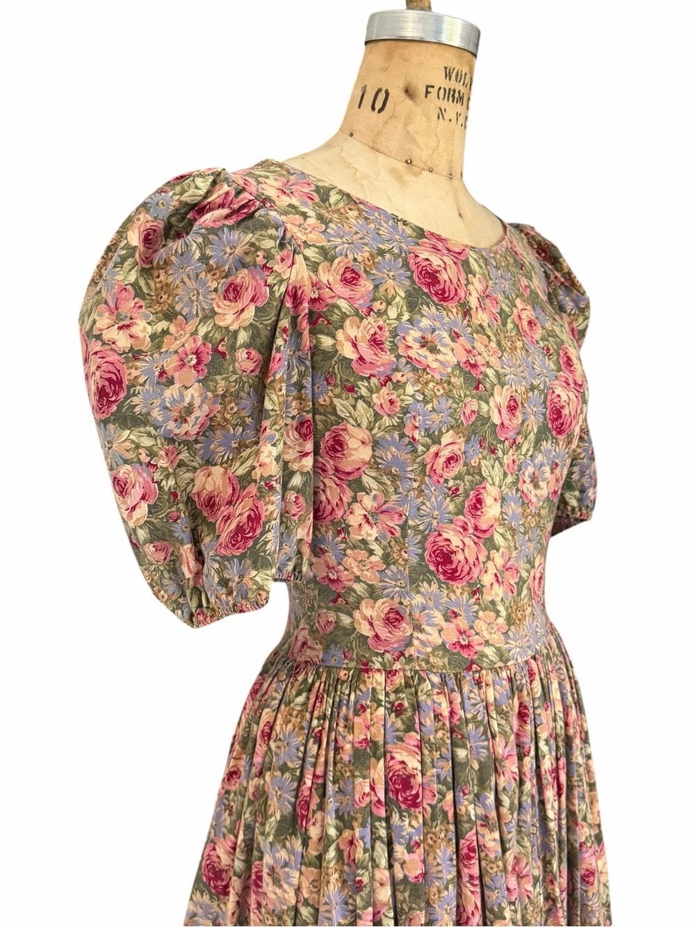 HARTSVILLE Cottagecore Vintage Floral Prairie Puff Sleeves Midi Dress Size 8 - Picture 4 of 7